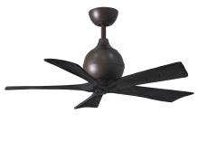 Matthews Fan Company IR5-TB-BK-42 - Irene-5 five-blade paddle fan in Textured Bronze finish with 42&#34; solid matte black wood blades