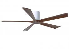 Matthews Fan Company IR5H-WH-WA-60 - Irene-5H five-blade flush mount paddle fan in Gloss White finish with 60” solid walnut tone blad