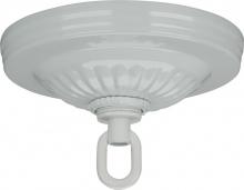 Satco Products Inc. 90/1101 - Ribbed Canopy Hanger Kit; White Finish; 5&#34; Diameter; 1-1/16&#34; Center Hole; 1 Yard 8 Gauge