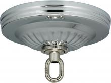 Satco Products Inc. 90/1102 - Ribbed Canopy Hanger Kit; Chrome Finish; 5&#34; Diameter; 1-1/16&#34; Center Hole; 1 Yard 8 Gauge