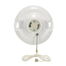 Satco Products Inc. 90/2468 - 4 Terminal White Phenolic GU24 On-Off Pull Chain Ceiling Receptacle; Screw Terminals; 4-1/2&#34;