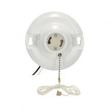 Satco Products Inc. 90/2470 - White Phenolic GU24 On-Off Pull Chain Ceiling Receptacle; 6&#34; AWM B/W Leads 105C; 4-1/2&#34;