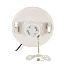 Satco Products Inc. 90/2582 - Pull Chain White Porcelain GU24 On-Off Pull Chain Ceiling Receptacle; 6&#34; AWM B/W Lead;