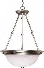 Nuvo 60/204 - 3 Light - 20&#34; Pendant with Alabaster Glass - Brushed Nickel Finish