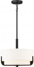 Nuvo 60/6543 - Frankie - 3 Light 15&#34; Pendant with Cream Fabric Shade & Frosted Diffuser - Aged Bronze Finish